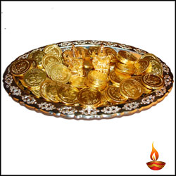 "Diwali Gold Coin Chocolates Thali - Click here to View more details about this Product